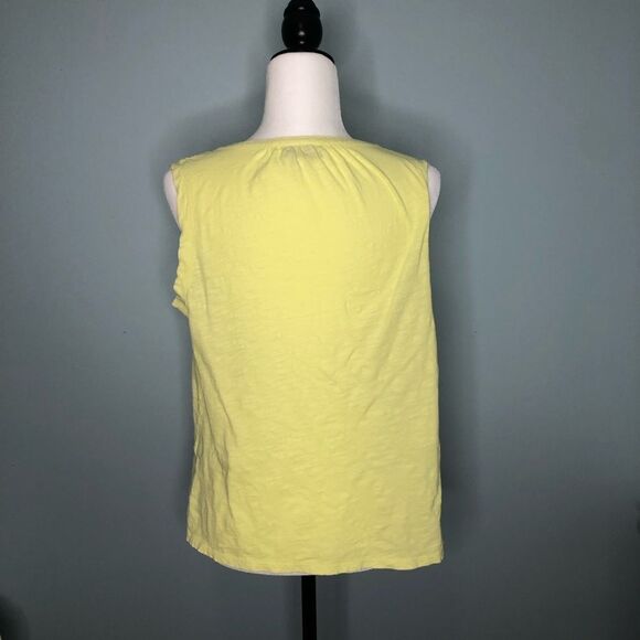Rafaella Women Top Sz L Pale Lime Yellow Shirt Lace Sleeveless - Picture 5 of 7